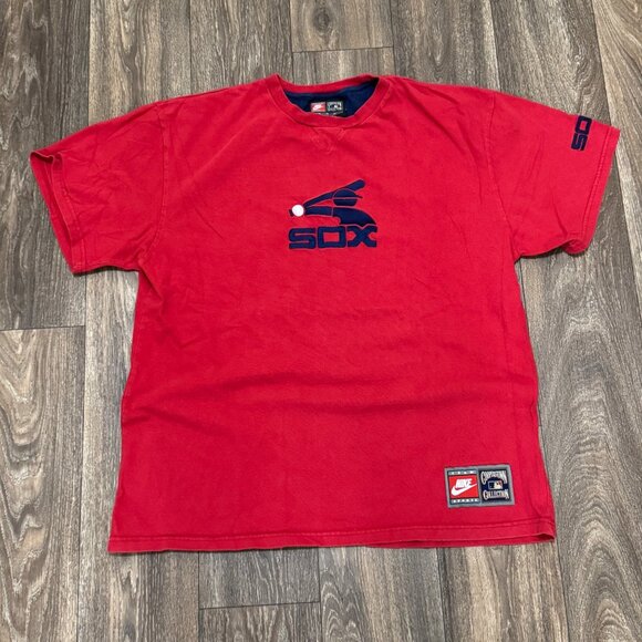 VTG Nike Shirt Men's XL Red Chicago White Sox Cooperstown Collection MLB Y2K 00s - Picture 1 of 10